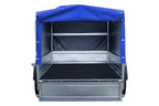 Auto Anhänger 230×125 Garden Trailer 230 KIPP Unitrailer 750 kg mit Stützrad, blauer Hochplane und Hochspriegel