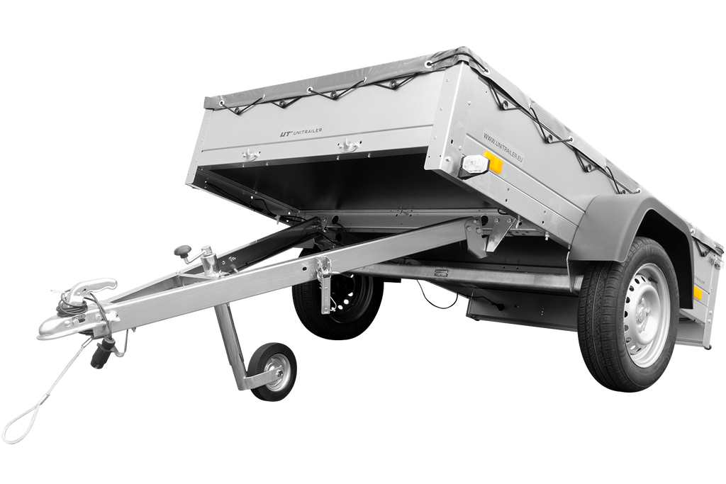 Anhänger für Pkws Garden Trailer 201 KIPP 200×125 cm 750 kg [mit Flachplane, Stützrad und Flachplaneträger]