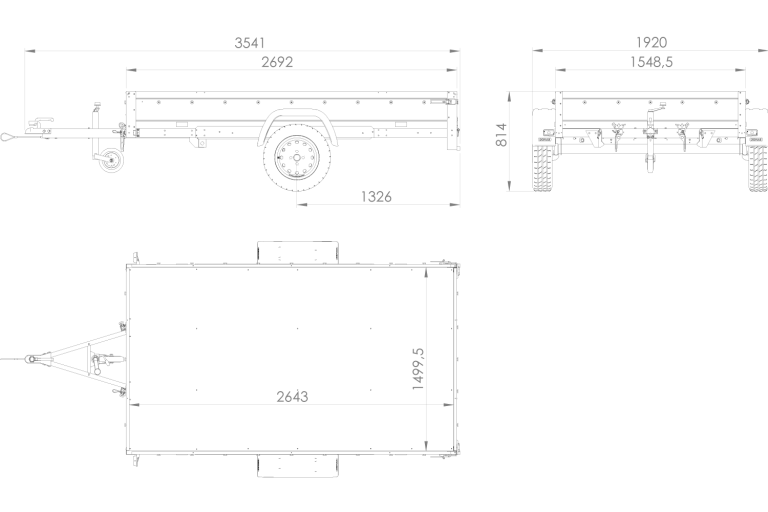 Einachsiger PKW-Anhänger 264×150 UNITRAILER GARDEN 265 KIPP