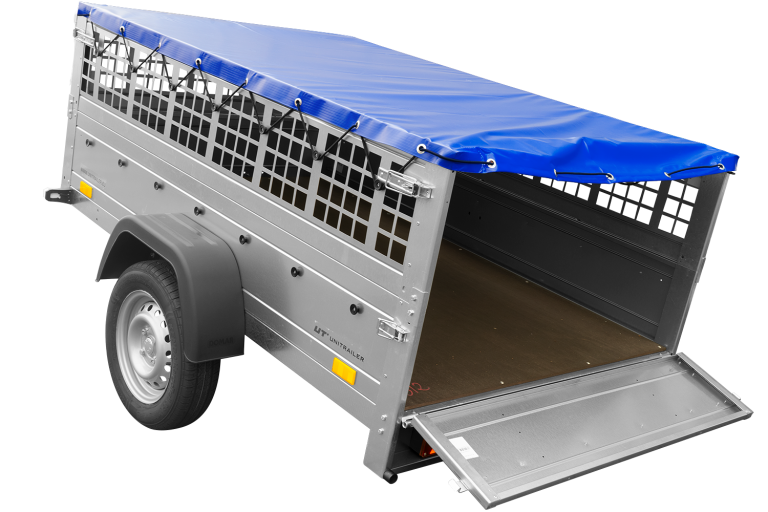 Gitter Anhänger GARDEN TRAILER 201 KIPP mit Laubgitteraufsatz, Stützrad und Flachplane